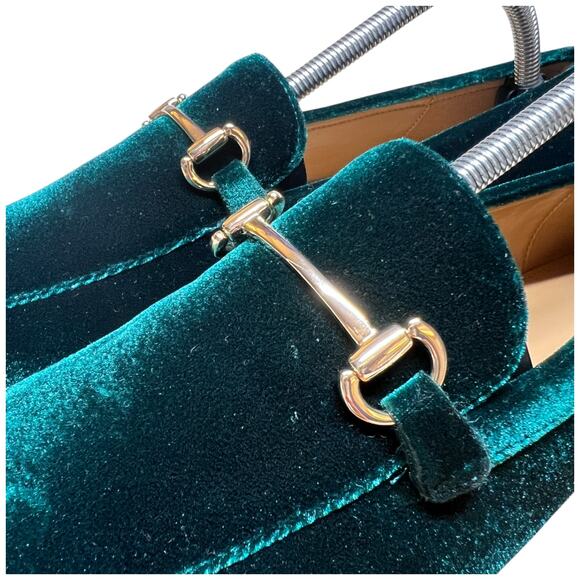 J. CREW Women's 11 Emerald Green Velvet Loafers Horse Bit Shoe Preppy Equestrian - Picture 8 of 14